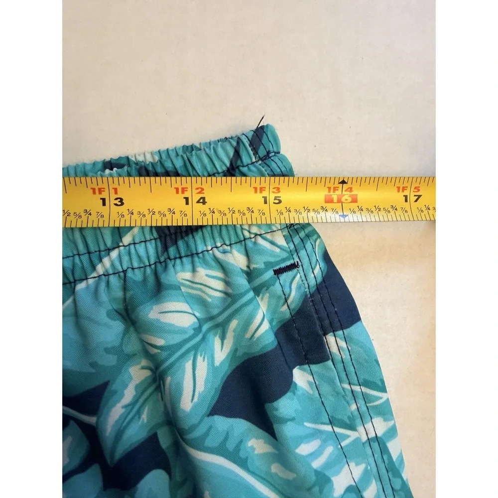 Kenny Flowers Men's Size XL Shorts Swim Trunks Lined Blue Turquoise Floral